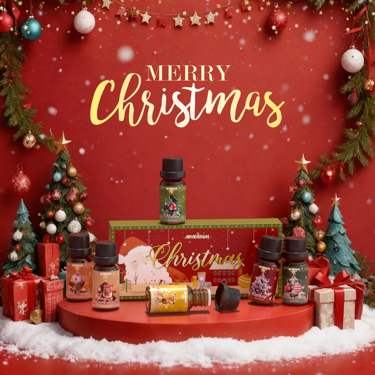 ARVIDSSON Christmas Fragrance Oil Set, Winter Essential Oils for Diffuser, Candle Making - Christmas Spirit, Gingerbread, Apple Cinnamon, Candy Cane, Mistletoe, Holiday Diffuser Oils Gift Set 🍁 All In One Marketplace Canada