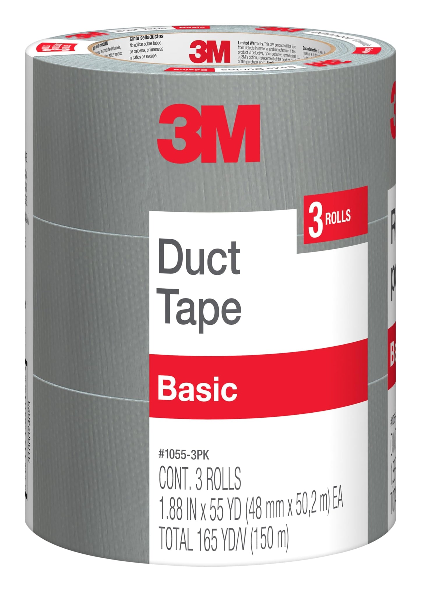 3M Duct Tape, 3 Rolls, 1.88 Inches x 55 Yards, Hand Tear, Bundle, Patch, Protect & Repair, Great Strength for Durability, Adheres to Multiple Surfaces (1055-3PK) 🍁 All In One Marketplace Canada