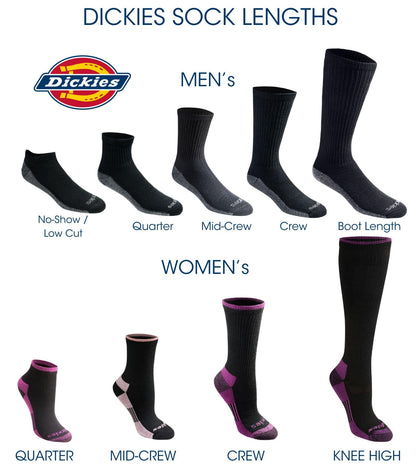 Dickies Men's Multi-Pack Dri-tech Moisture Control Boot-Length Socks, Black (6 Pairs), Shoe Size: 6-12 - Available at All In One Marketplace Canada