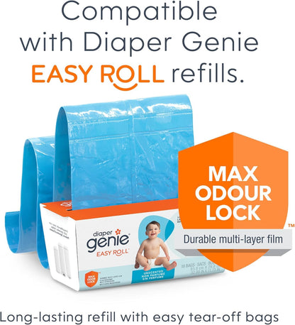 Diaper Genie Essence Pail, White with 18 Easy Roll Refill Bags