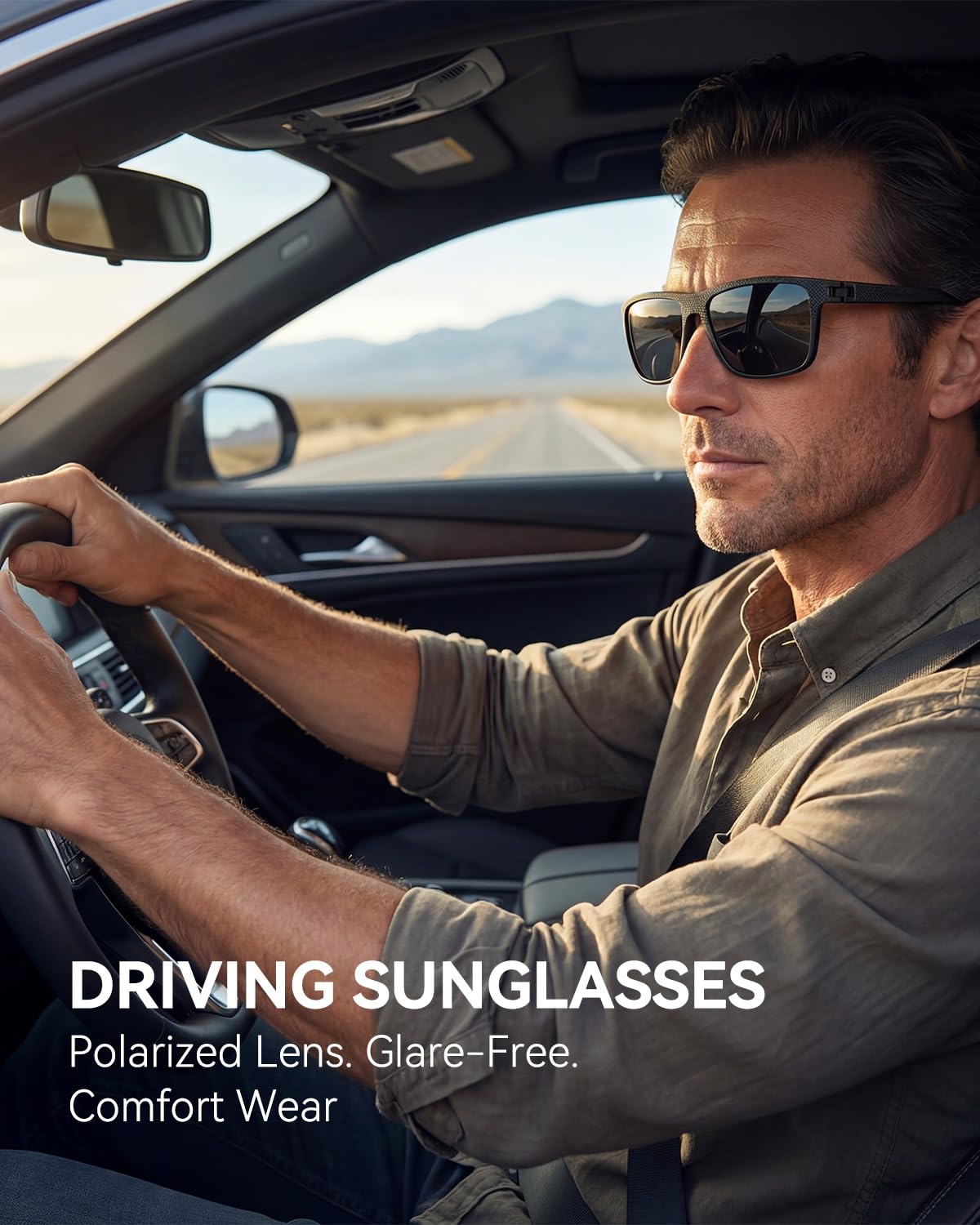 QALLY Polarized Sunglasses Men Lightweight Square Mens Sun Glasses for Driving Sports with UV400 Protection, Black/Dark Green/Tawny - Available at All In One Marketplace Canada