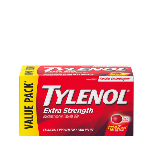 Tylenol Pain Relief Medicine, Headache and Pain Reliever and Fever Reducer, Extra Strength, Acetaminophen eZ Tabs, 500 mg, 200 Count
