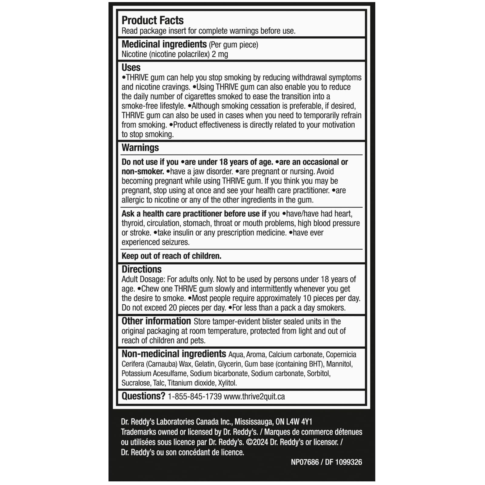 Thrive Nicotine Replacement Gum, 2mg Regular Strength, Fruit, 108 Count Thrive