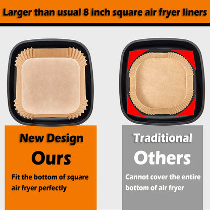 Air Fryer Liners, Airfryer Liners Disposable Square 9 Inch for 5-8QT Basket, Parchment Paper for Air Fryer Non-Stick Air Fryer Paper, Food Grade Air Fryer Parchment Paper Liners for Roasting Microwave - Available at All In One Marketplace Canada