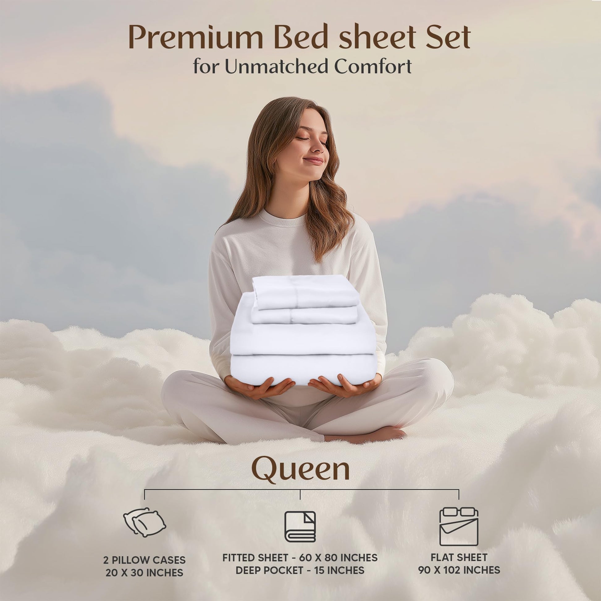 Utopia Bedding Queen Bed Sheets - 4 Piece Queen Size Cooling Sheet Set - Hotel Luxury Soft Breathable Microfiber, Oeko-TEX, Deep Pocket Easy Fit & Care, Fade & Wrinkle Resistant, White