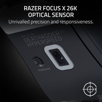 Razer DeathAdder V3 HyperSpeed Wireless Gaming Mouse: 55g Lightweight - USB C Charging - Up to 100 Hr Battery - Advanced 26K Optical Sensor - Gen 3 Optical Switches - 8 Programmable Controls - Black 🍁 All In One Marketplace Canada