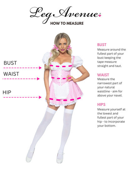 Leg Avenue Women's Gingham Dress Halloween Costume, Pink/White, Large