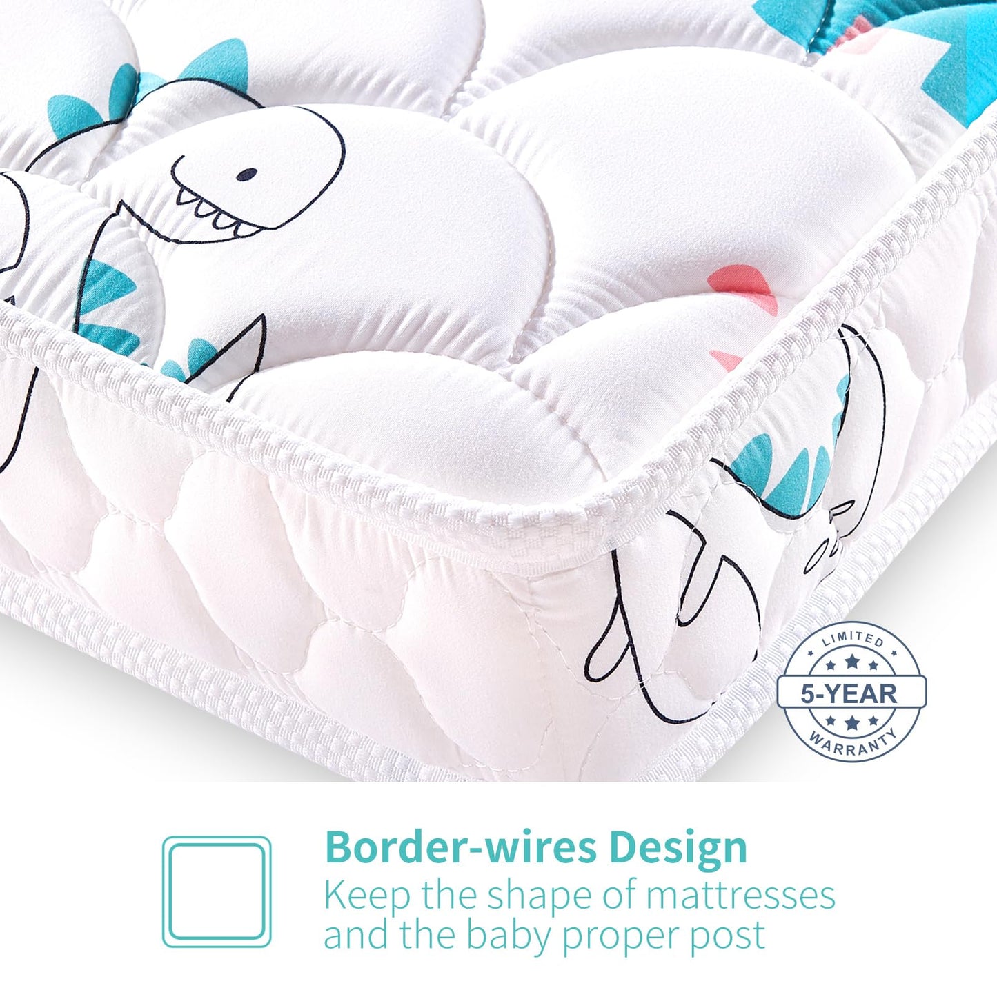 Premium Dual-Sided Crib & Toddler Mattress, Hypoallergenic, 5" Firm Soft Crib Mattress, Non-Toxic - Fits Standard Cribs & Toddler Beds - Available at All In One Marketplace Canada