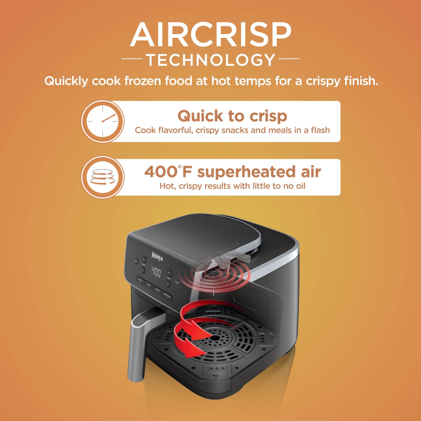 Ninja Air Fryer Pro 4in1, 5 QT (4.7 L) Capacity, Air Fry, Roast, Bake, Reheat, Dehydrate, Roast, Crisp Technology, Nonstick Basket & Crisper Plate, Grey, AF141C (Canadian Version) Ninja
