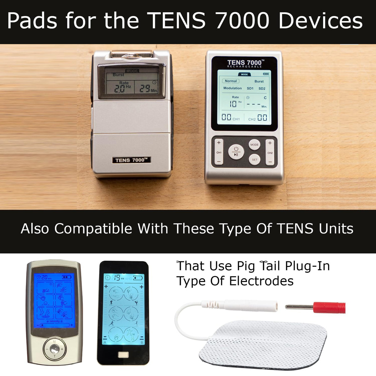Official TENS 7000 OTC Electrodes Machine Electrode Pads - 48 Pack, Premium Quality OTC TENS Unit Replacement Pads, 2" X 2" - TENS Unit Pads Compatible with Most TENS Machines Value Pack