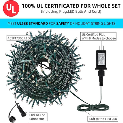MZD8391 105FT 300LED Christmas Light, Christmas Tree Light, Blue White 🍁 All In One Marketplace Canada