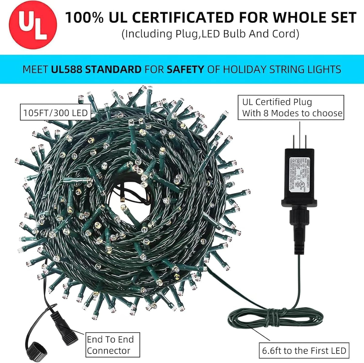MZD8391 105FT 300LED Christmas Light, Christmas Tree Light, Red Green 🍁 All In One Marketplace Canada