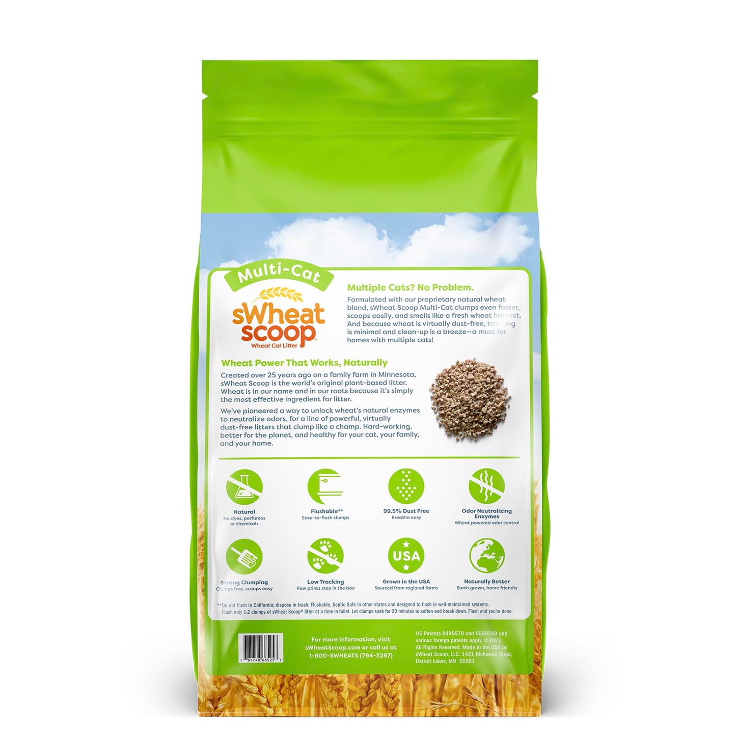 sWheat Scoop Natural Wheat Multi-Cat Litter, Superior Clumping with Odor Neutralizing Enzymes, 25 Pound Bag sWheat Scoop