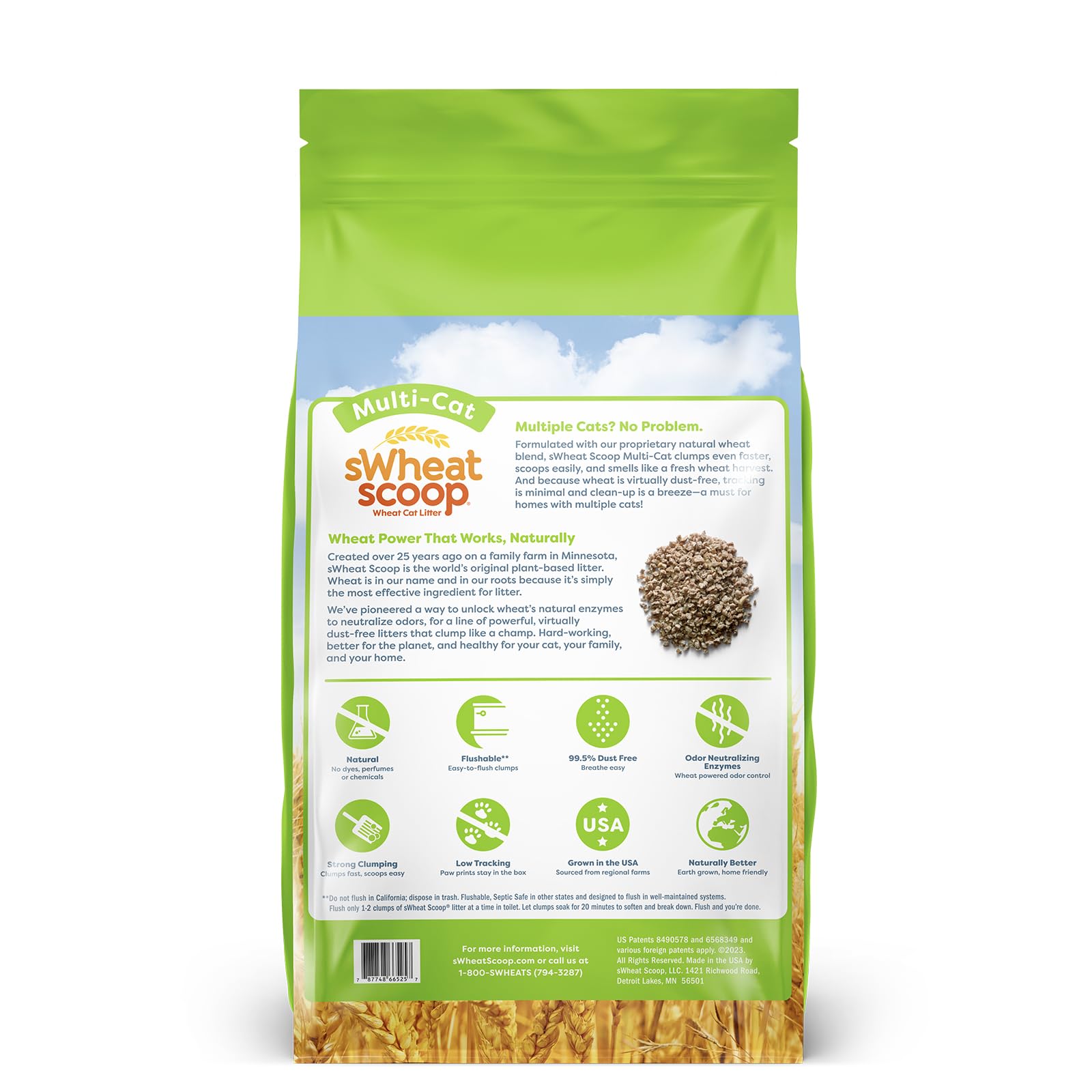 sWheat Scoop Natural Wheat Multi-Cat Litter, Superior Clumping with Odor Neutralizing Enzymes, 25 Pound Bag sWheat Scoop