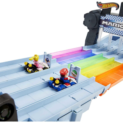 Hot Wheels Mario Kart Rainbow Road Raceway 8-Foot Track Set with Lights & Sounds & 2 1:64 Scale Vehicles, Race with 5-Track Colorful Course with 2 Configurations, Toy for Kids Ages 4 Years Old & Up 🍁 All In One Marketplace Canada