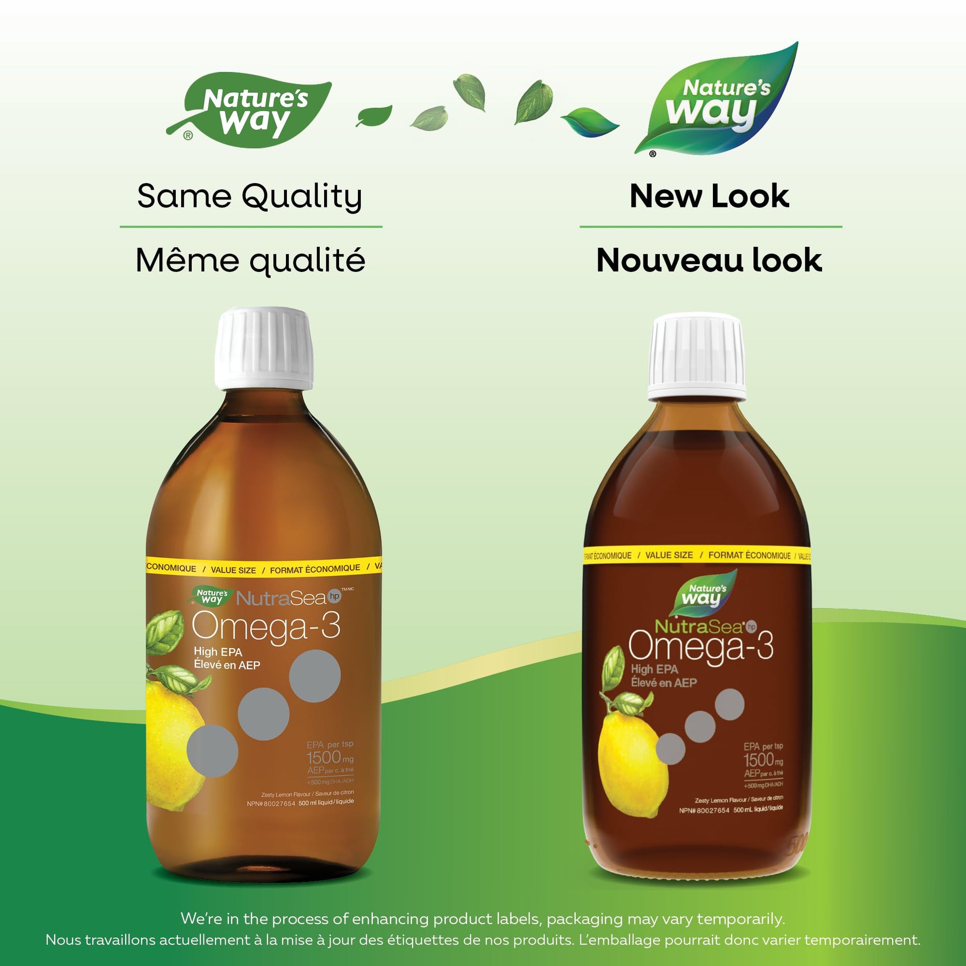 Nature's Way NutraSea HP Omega 3 High EPA Fish Oil Liquid Supplement for Adults and Kids Ages 1+ – Zesty Lemon Flavour – Heart & Brain Support – 1500mg EPA, 500 mL Value Size Nature's Way