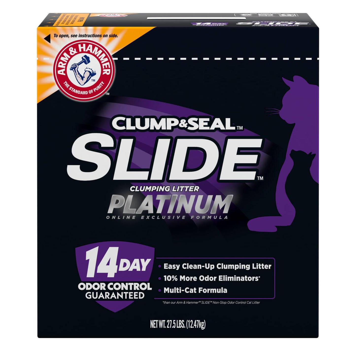 ARM & HAMMER Platinum Cat Litter, Clump & Seal, EXTRA STRENGTH Odour Control with 14 Days of Odour Control, Multi-Cat, Hard Clumping Clay, 99.99% Dust Free, 12.47kg (Pack of 1)