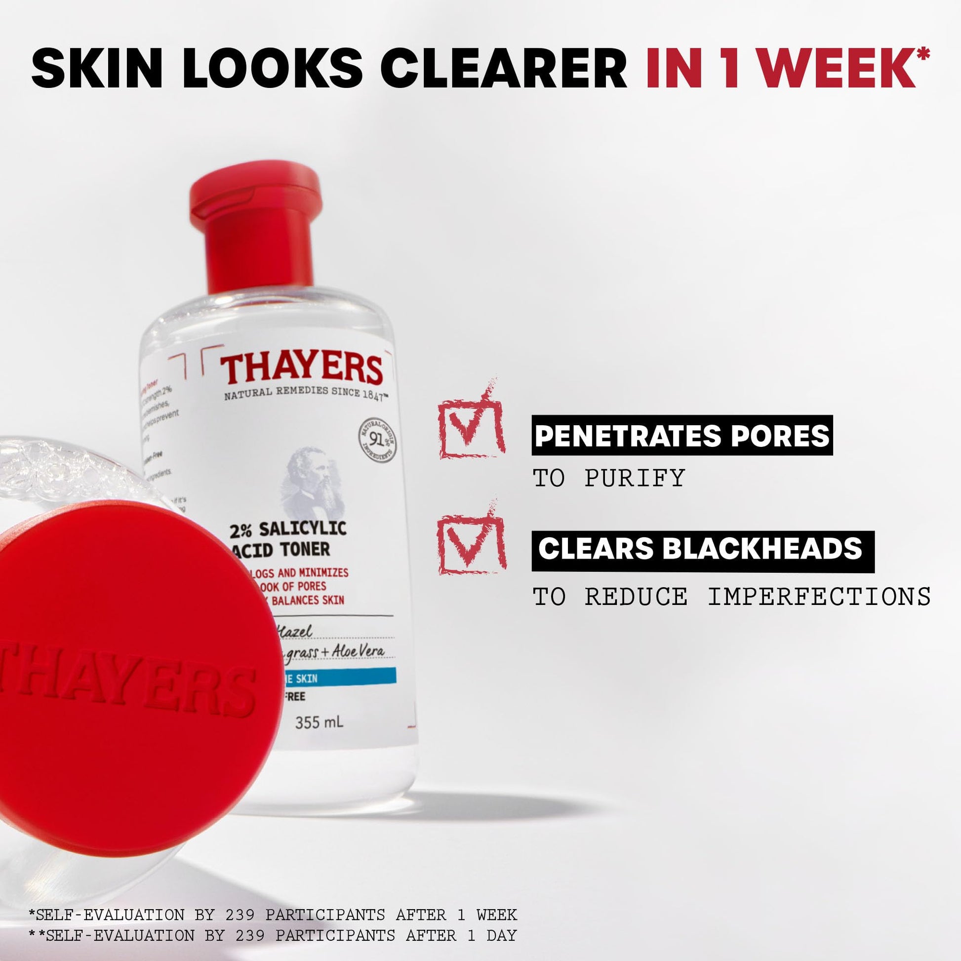 Thayers Alcohol-Free 2% Salicylic Acid Toner with Witch Hazel, Lemongrass and Aloe Vera for Acne-prone Skin, 355 ml - Available at All In One Marketplace Canada