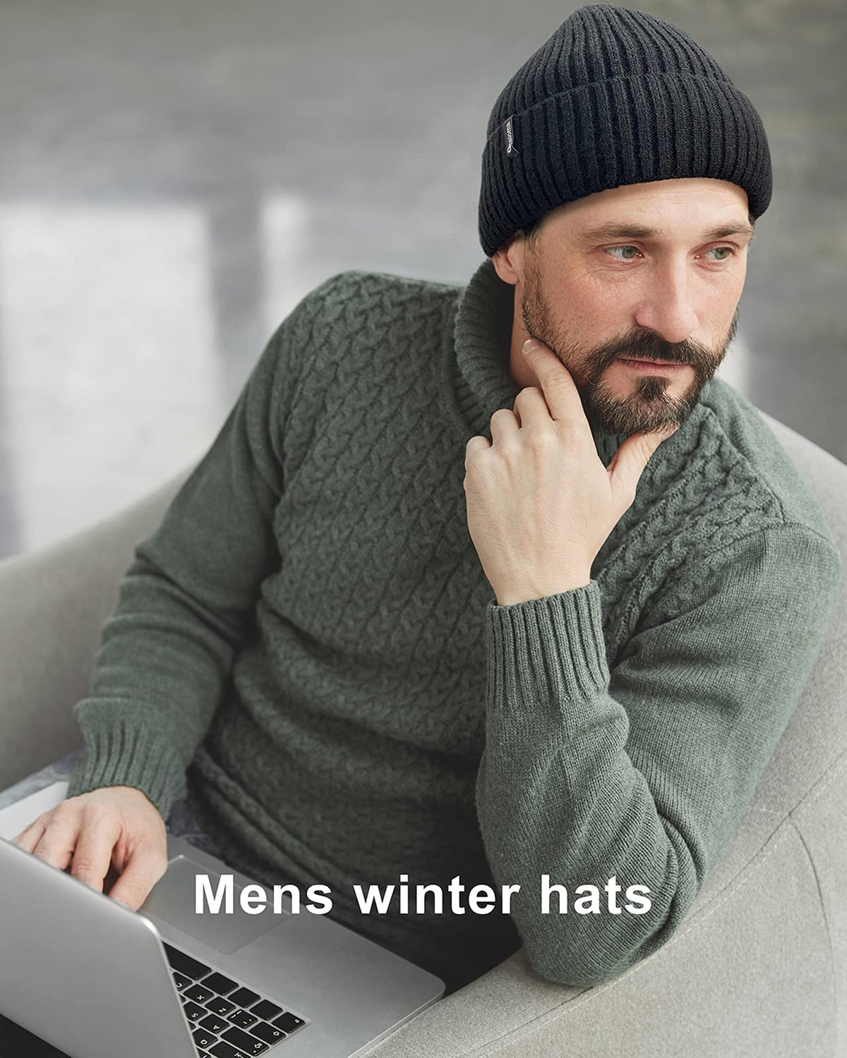 Ocatoma Beanie Hat for Men Women Warm Winter Knit Cuffed Beanie Soft Warm Ski Hats Toque Unisex Gifts for Men Women (Black) 🍁 All In One Marketplace Canada