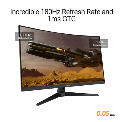 ASUS TUF Gaming 31.5” 1440P Curved HDR Gaming Monitor (VG32WQ3B) – QHD (2560 x 1440), 180Hz, 0.5ms, 1500R, Extreme Low Motion Blur, FreeSync, 90% DCI-P3, Shadow Boost, DisplayWidget, 3 yr Warranty Asus