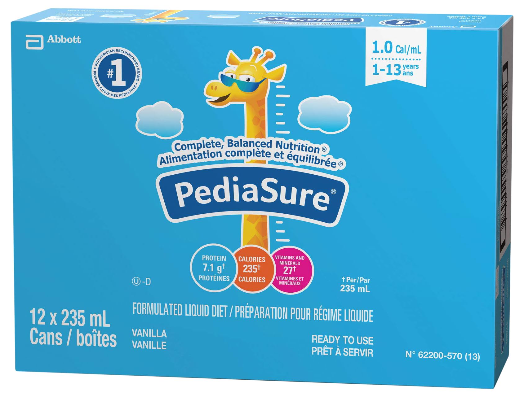 PediaSure, Formulated Liquid Diet, Vanilla, 12 count, 2820 mL PediaSure