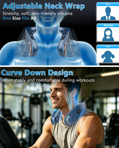 Sizet Neck Fan with Cooling Plate-USB 5500mAh Battery,24H Cooling,5 Speeds&3 Cooler Modes LED Display,Wearable Mini Portable Personal Fan,Quiet Neck Cooler for Women, Men, Kids, Travel, Outdoor, Blue - Available at All In One Marketplace Canada