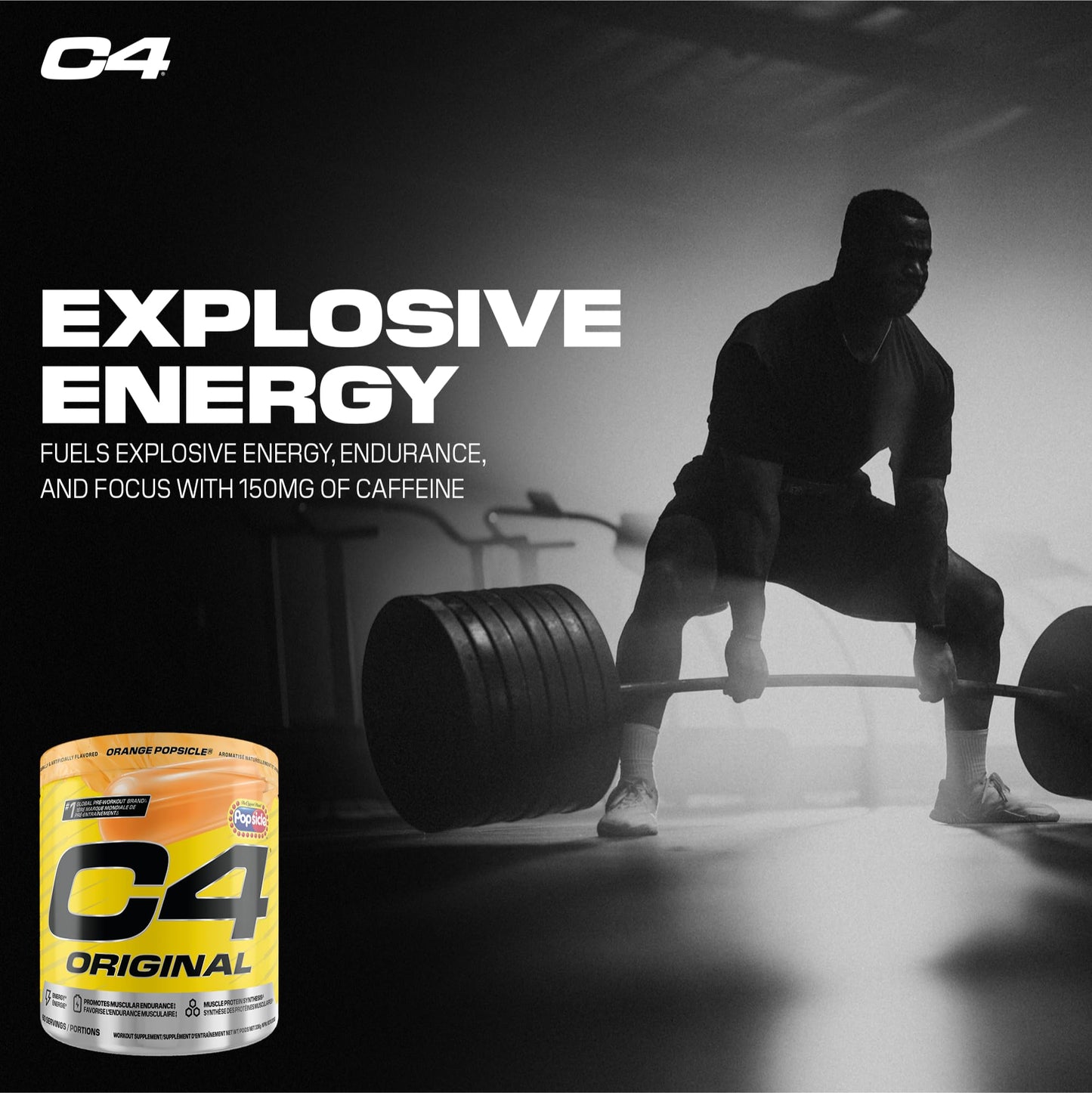 Cellucor C4 Original Pre Workout Powder - Sugar Free Preworkout Energy for Men & Women - 150mg Caffeine, Beta Alanine, Creatine - Orange Popsicle, 60 Servings Cellucor