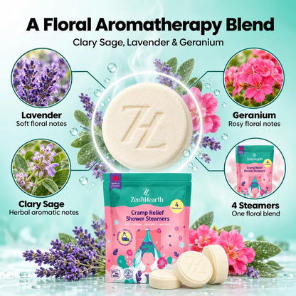 Zen & Hearth Shower Steamers, 4 Pack, Clary Sage, Lavender & Geranium 🍁 All In One Marketplace Canada