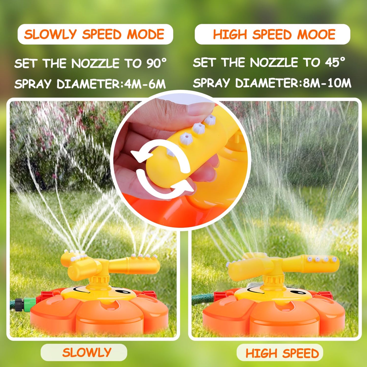 Water Sprinkler for Kids Toddlers Sprinklers with Roating Spray Nozzles Attaches Garden Water Hose Outdoor Play Outside Toys 3-4 Summer Backyard Lawn Game Yard Water Toy for Kids 3-5 4-8 Boy Girl