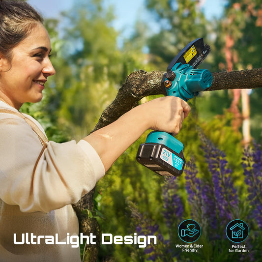 SEESII Mini Chainsaw 6 Inch: Electric Chainsaw with 2PCS 4000mAh Batteries & Oiler - 900W Motor for Quick Work - Saw for Branch Cutting - Gifts for Father Day Men Women Dad Mom Gardener (M6 Pro)