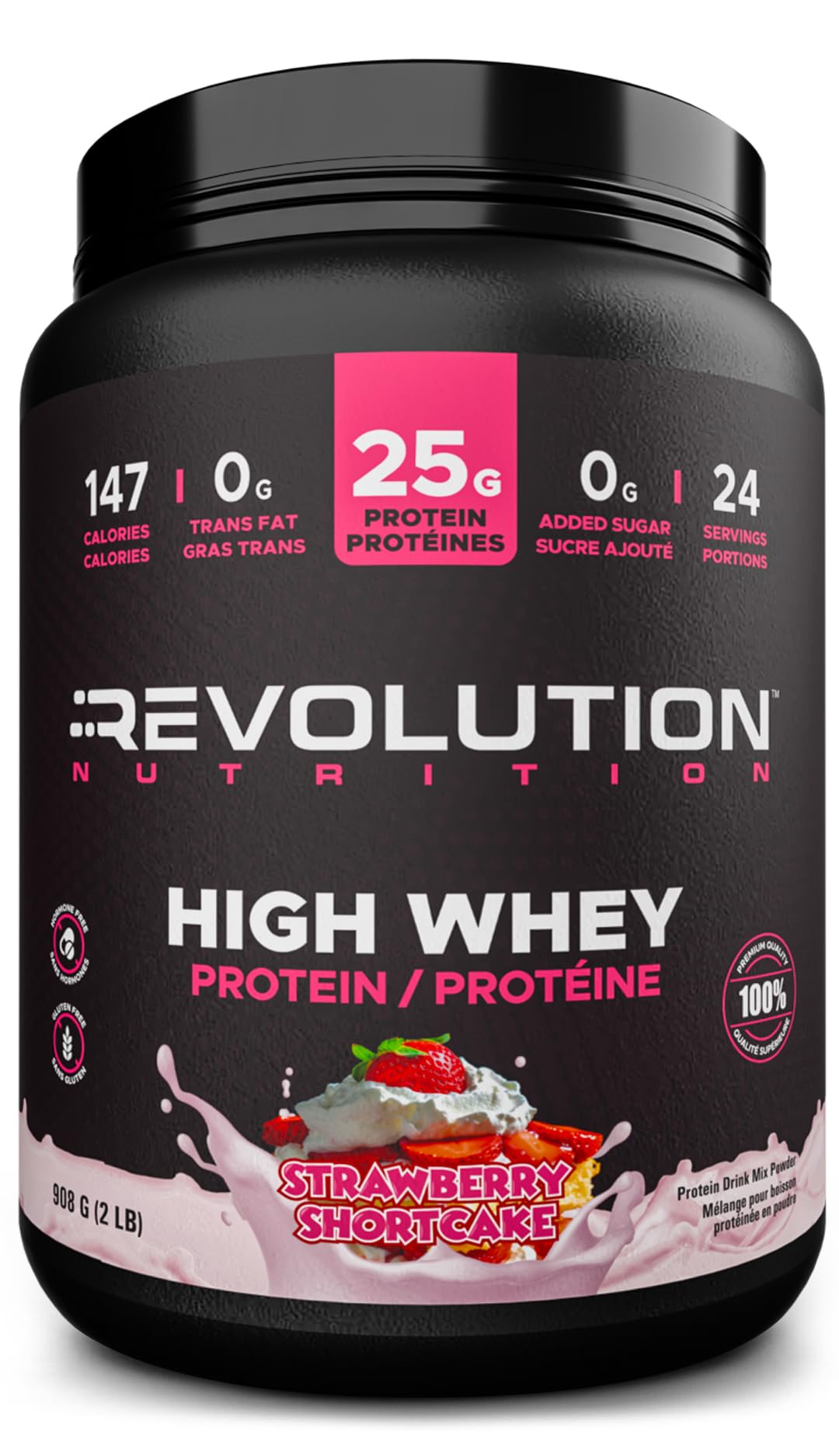 Revolution Nutrition High Whey Protein Powder - Strawberry Shortcake, 2 LB (908g)