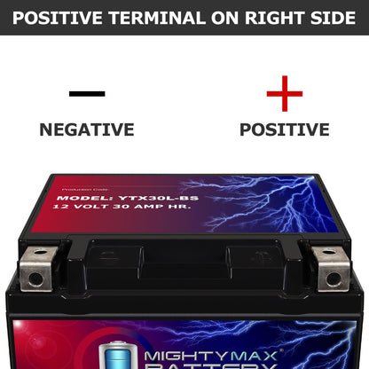 Mighty Max Battery YTX30L-BS -12 Volt 30 AH, 385 CCA, Rechargeable Maintenance Free SLA AGM Motorcycle Battery