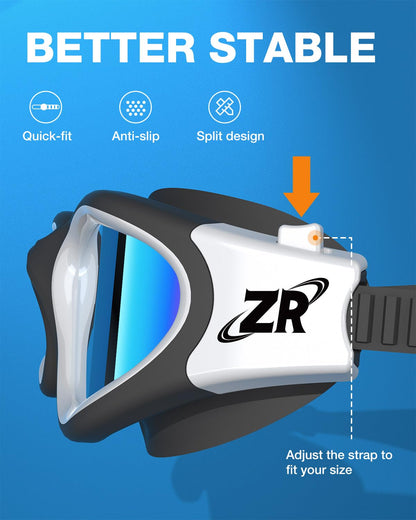 ZIONOR Swimming Goggles G1 Polarized Swim Goggles UV Protection Watertight Anti-Fog Adjustable Strap Comfort fit for Unisex Adult Men and Women-White Frame Gold Lens