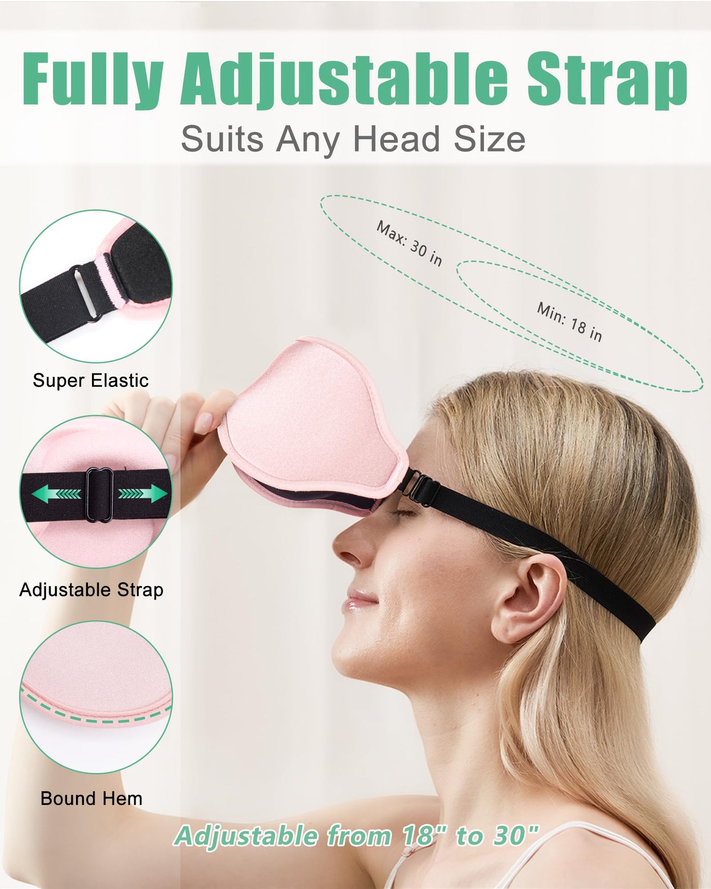 100% Blackout Sleep Mask for Women Men, 2 Packs 3D Contoured Eye Mask for Sleeping with Adjustable Strap, BeeVines Eye Mask for Eyelash Extensions Sleep Mask Blindfold, Soft Breathable Eye Shade Cover for Travel Yoga (Black & Pink) - Available at All In One Marketplace Canada
