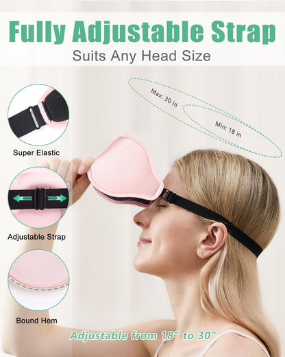 100% Blackout Sleep Mask for Women Men, 2 Packs 3D Contoured Eye Mask for Sleeping with Adjustable Strap, BeeVines Eye Mask for Eyelash Extensions Sleep Mask Blindfold, Soft Breathable Eye Shade Cover for Travel Yoga (Black & Pink) - Available at All In One Marketplace Canada