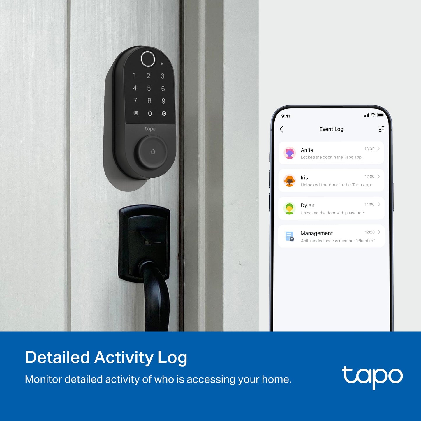 Tapo Smart Door Lock, Deadbolt | Keyless Entry, Fingerprint Recognition, Touchscreen Keypad & in-App Monitoring with Scheduled Access | 1-Year Rechargeable Battery | BHMA Grade 2 | Tapo DL110 - Available at All In One Marketplace Canada