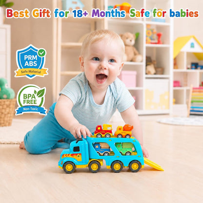 Veslier Toy Trucks for 2 3 4 5Years Old,Construction Transpor Trucks for Toddlers 2-4 Years with 4 Pull Back Cars for Toddlers 2-4,Christmas Birthday Gift for 18M+ 2 3 4 5 Years Old Kids Boys Girls. 🍁 All In One Marketplace Canada