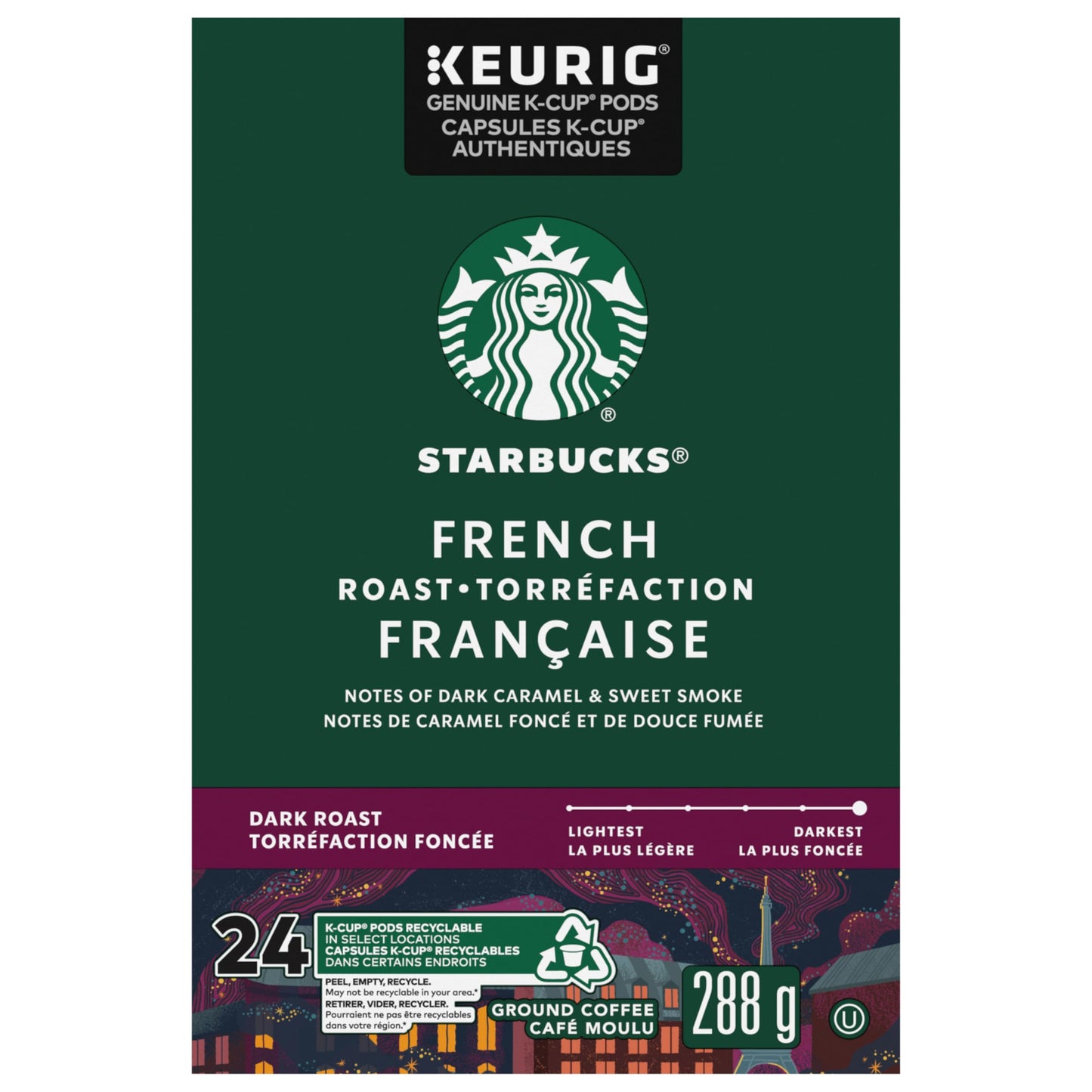 Starbucks French Roast K-Cup Pods, Dark Roast Coffee, 24 Count
