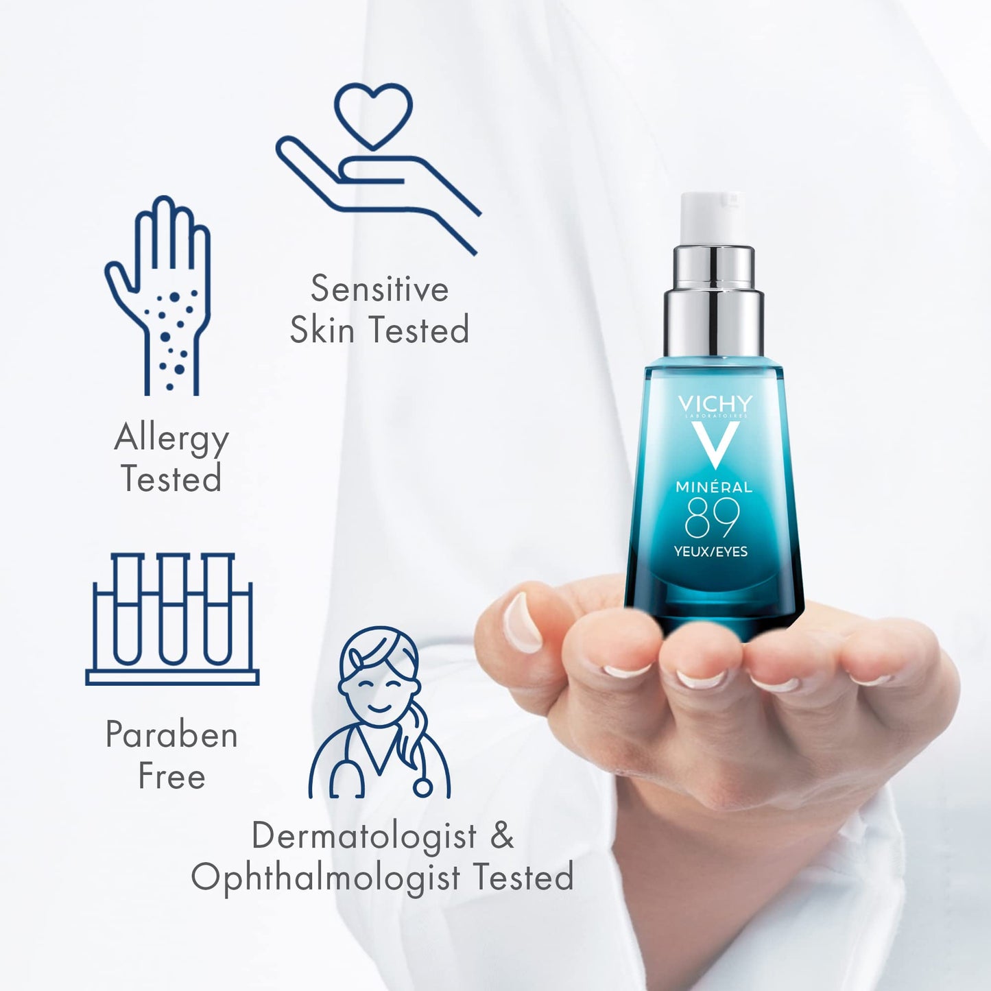 Vichy Mineral 89 Eye Serum to Depuff & Brighten the Look of Dark Circles & Smooth Fine Lines, Eye Gel Serum with Hyaluronic Acid & Pure Caffeine, Fragrance-Free & Recommended by Dermatologists, 15ml - Available at All In One Marketplace Canada