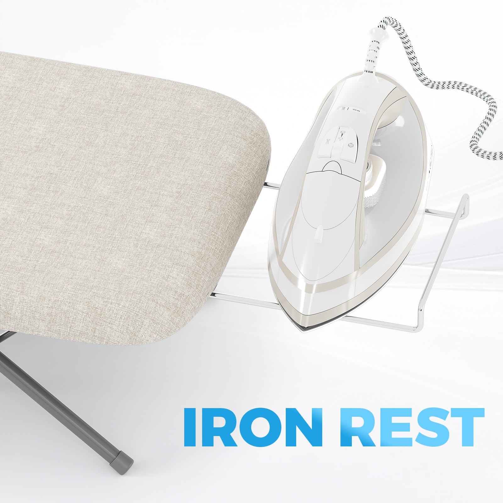 KINGBOARD Tabletop Ironing Board, Small Iron Board with Iron Rest, Folding Iron Board, Extra Thick Cover, Portable Tabletop Ironing Board with Non-Slip Feet, 30x12 Beige - Available at All In One Marketplace Canada