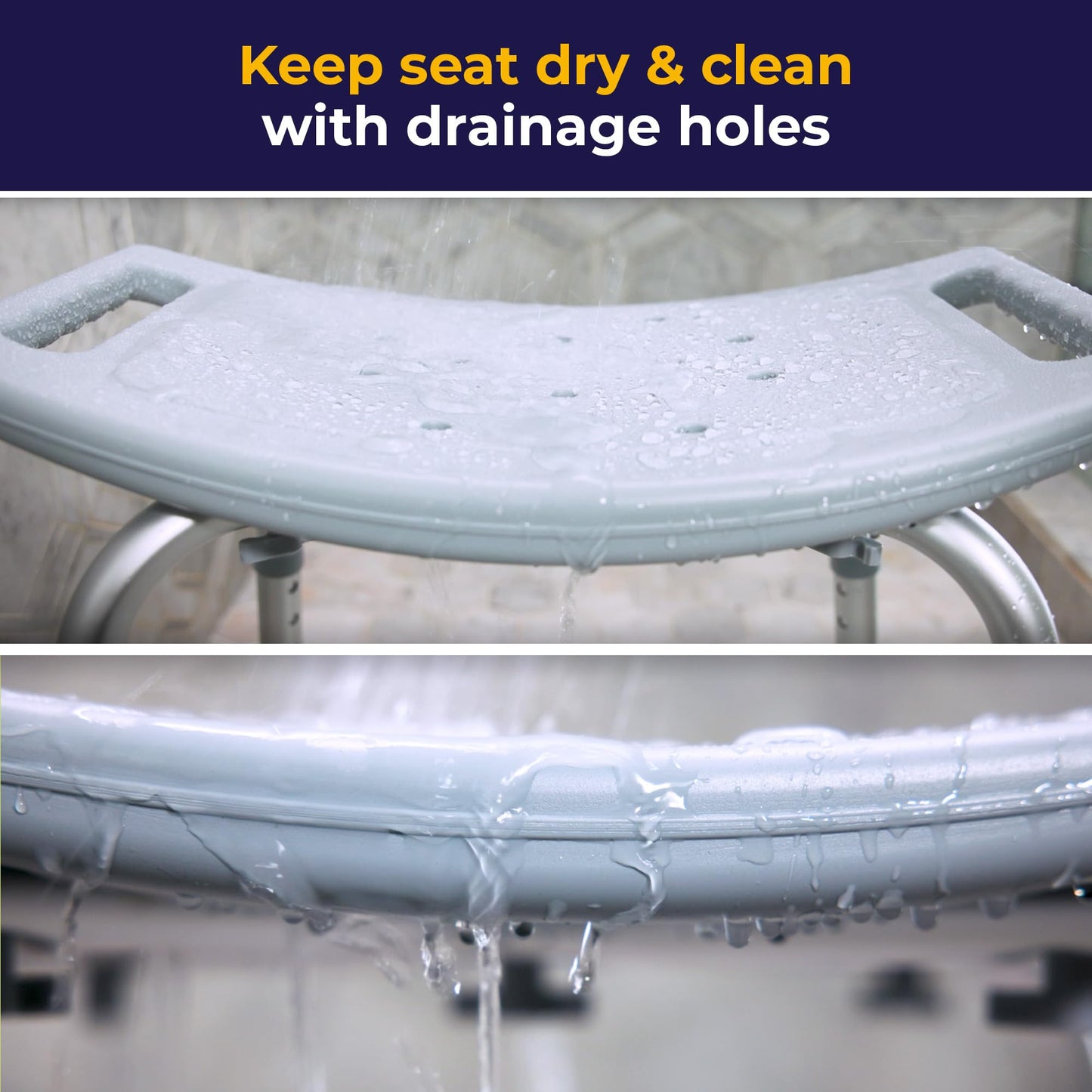 Drive Medical RTL12203KDR Shower Chair, Adjustable Stool with Suction Feet, Seat for Inside Shower or Tub, Bathroom Bench Bath Chair for Elderly and Disabled, 300 LB Weight Cap - Available at All In One Marketplace Canada