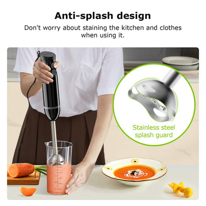 Bonsenkitchen Hand Blender, Immersion Blender with 2 Mixing Speed, Electric Handheld Blender Portable Stick Mixer with Stainless Steel Blades for Soup, Smoothie, Puree, Baby Food - Available at All In One Marketplace Canada