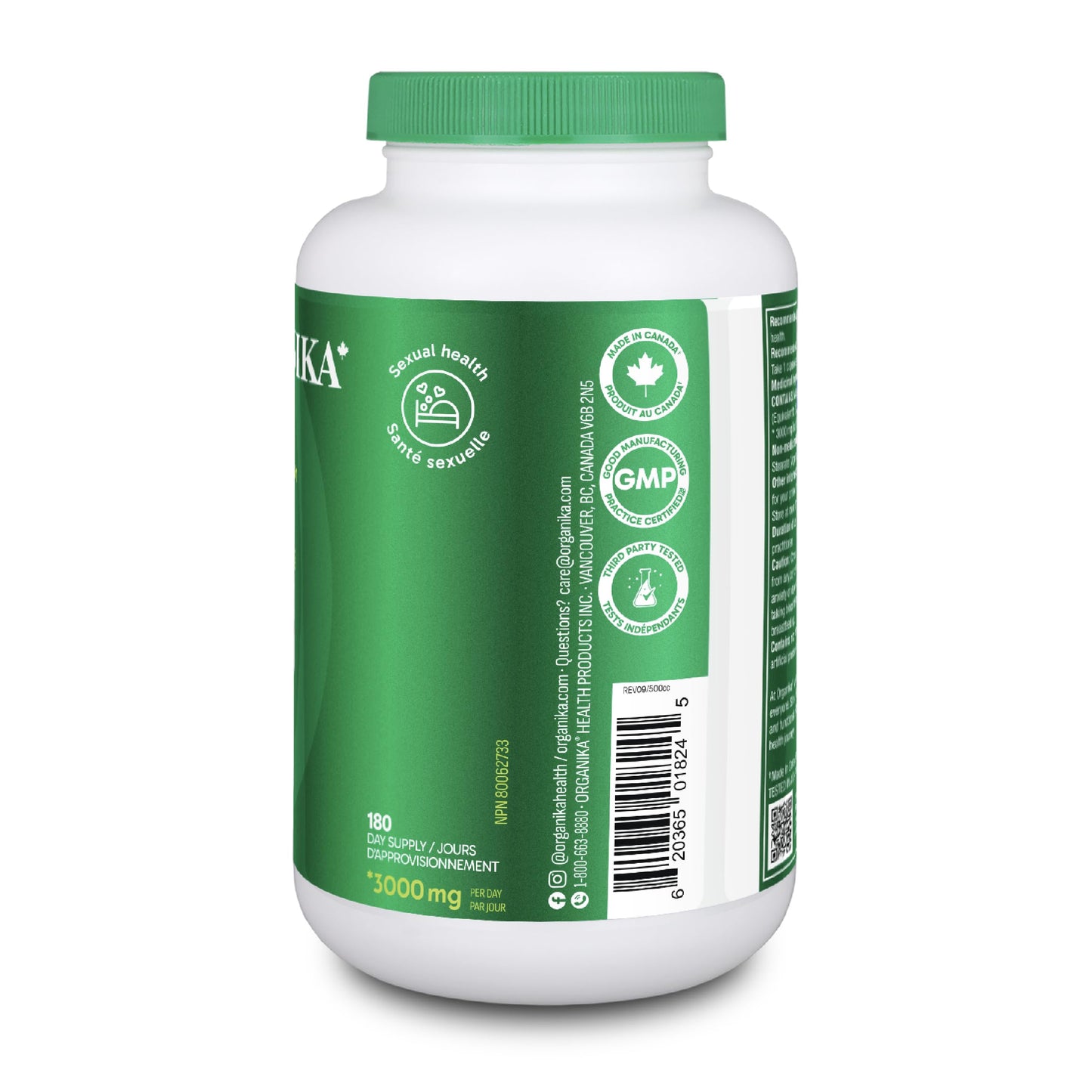 Organika Canadian-Made Maca 4:1 Strength 180 Vcaps - 3000mg | High Bioavialability Formula, Adaptogen to Help with Stress, Energy and Hormone Balance Organika