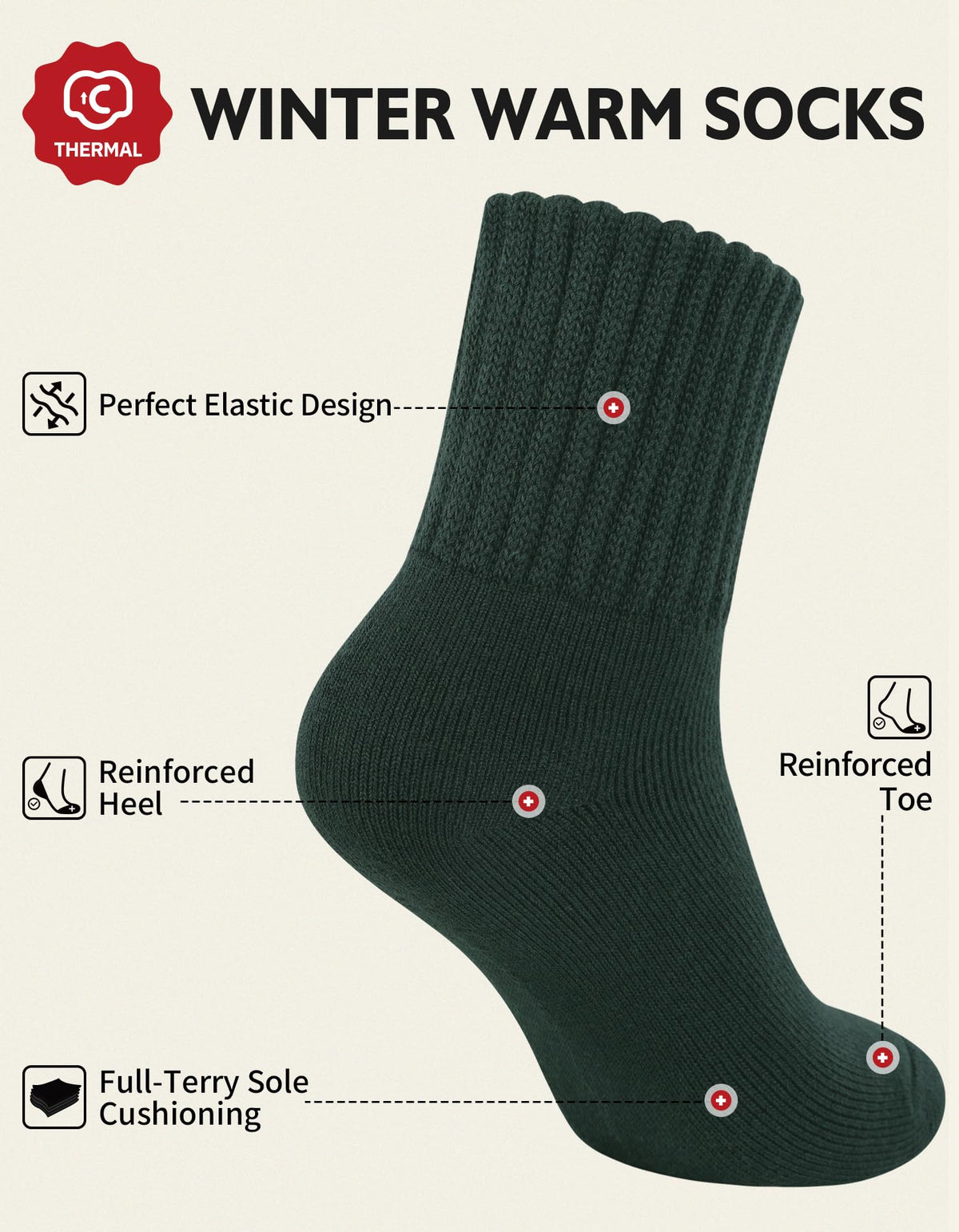 CLOSEMATE Women's Winter Boot Socks, Warm and Cozy, 3 Pairs 🍁 All In One Marketplace Canada