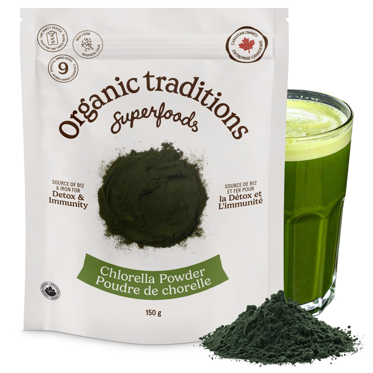 Organic Traditions Chlorella Algae Powder, Broken Cell Wall Formula, 5.3oz