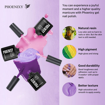 phoenixy 24 PCS Gel Nail Polish Kit, 21 Colors U V Gel Nail Polish Set with Base Glossy Matte Top Coat Spring Black Gray Red Nail Kit Gifts for Women
