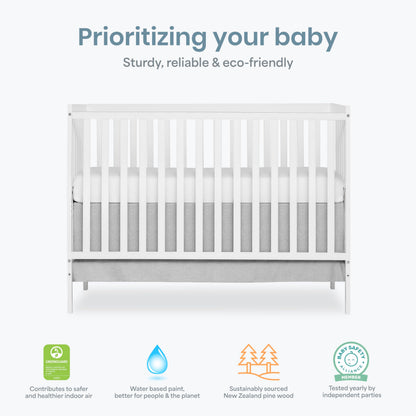 Dream On Me Synergy 5-in-1 Convertible Crib in White, Greenguard Gold Certified, BSA Certified, 3 Mattress Height Settings, Classic Nursery Furniture 🍁 All In One Marketplace Canada