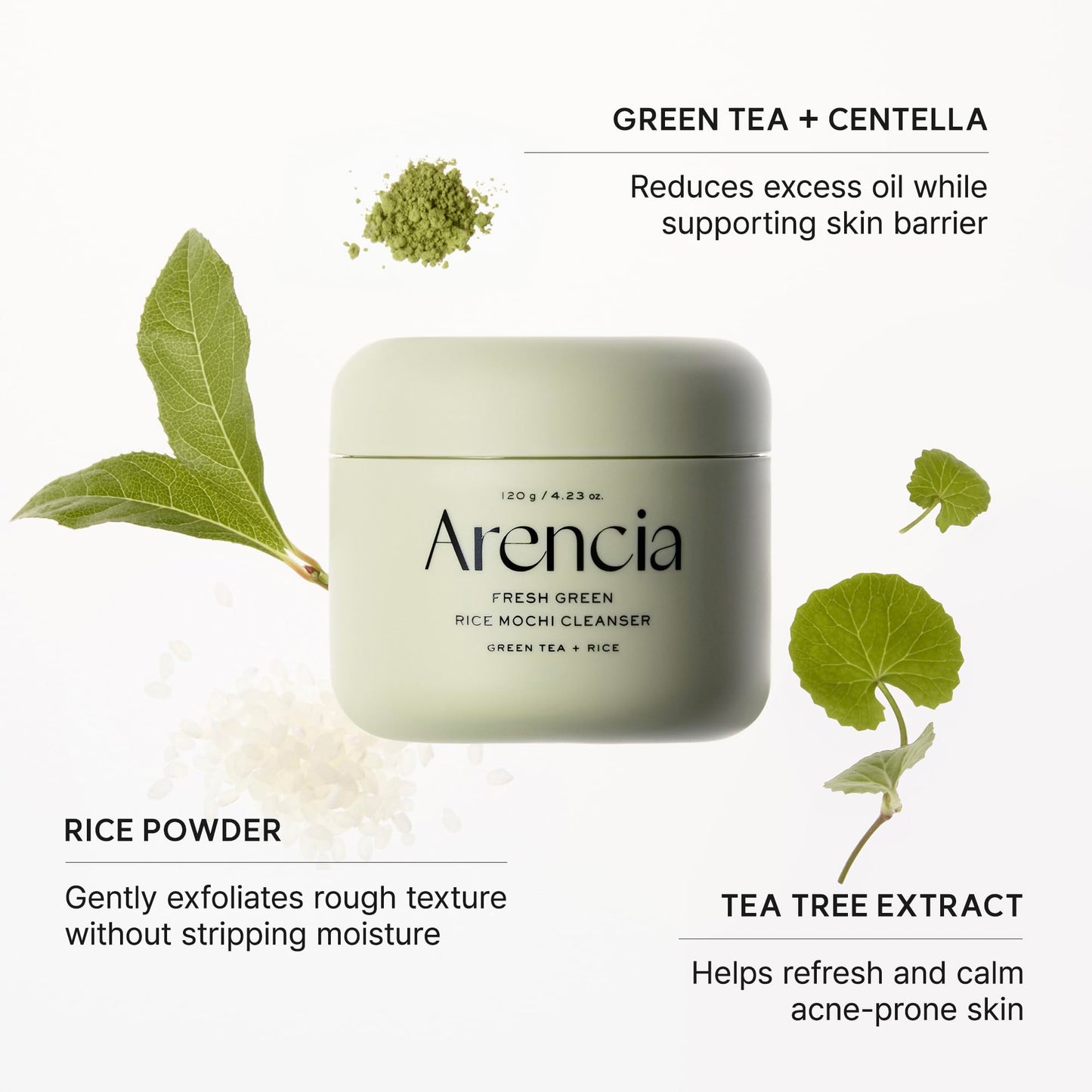 Arencia Green Rice Mochi Face Cleanser 120g - Available at All In One Marketplace Canada