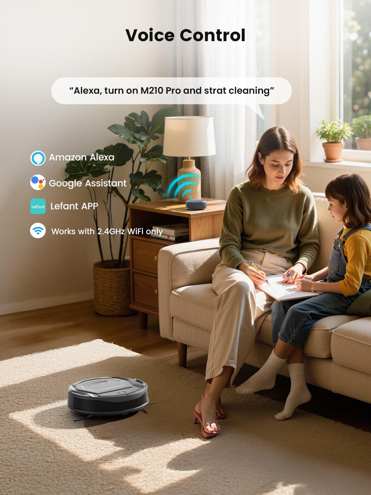 Lefant M210Pro Robot Vacuum Cleaner, 6 Cleaning Modes, 200 Mins Runtime, 4000Pa Suction, SmartSense Technology, Multi-Surface Cleaning, Ideal for Pet Hair and Hard Floor - Available at All In One Marketplace Canada
