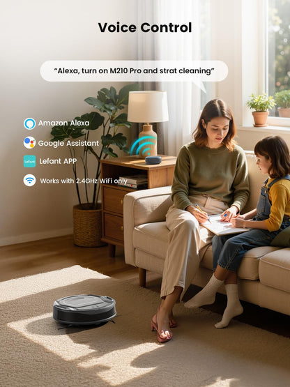 Lefant M210Pro Robot Vacuum Cleaner, 6 Cleaning Modes, 200 Mins Runtime, 4000Pa Suction, SmartSense Technology, Multi-Surface Cleaning, Ideal for Pet Hair and Hard Floor - Available at All In One Marketplace Canada
